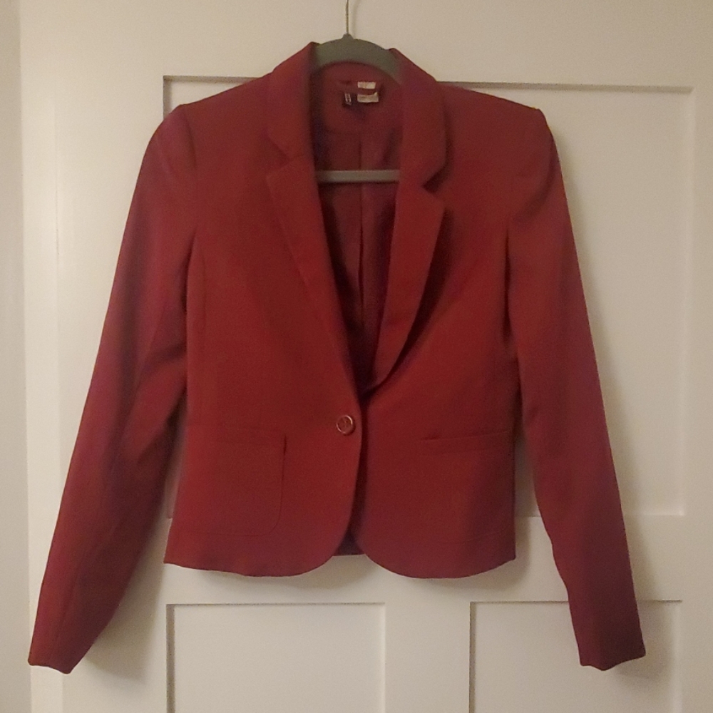 dark red h&m blazer